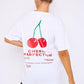 LUXE DIVA Women's Cherry Perfection Printed Oversized Top T-Shirt, Ladies Casual Short Sleeve Baggy Fit Crew Neck Summer Oversized Fruit Slogan Print Tees Shirt UK Plus Size Womenswear Lady Comfort Tshirt Streetwear Crewneck Round Neck
