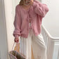 LUXE DIVA Women’s Bow Tie Oversized Sweate V Neck Knit Cardigan Cute Long Sleeve Pullover Top