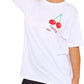 LUXE DIVA Women's Cherry Perfection Printed Oversized Top T-Shirt, Ladies Casual Short Sleeve Baggy Fit Crew Neck Summer Oversized Fruit Slogan Print Tees Shirt UK Plus Size Womenswear Lady Comfort Tshirt Streetwear Crewneck Round Neck