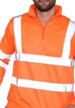 Load image into Gallery viewer, LUXEDIVA Hi Vis Mens 3/4 Zip Pullover Hoodie Sweatshirt Jumper Top
