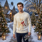 LUXE DIVA Mens Christmas Baby Deer Jumper Knitted Xmas Sweater Festive Reindeer Cute Winter Pullover