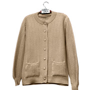 LUXE DIVA Womens Stitch Crew Neck Cardigan Ladies Knitted Pocket Front Button Up Long Sleeve Sweater UK 8-22