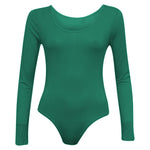 Load image into Gallery viewer, Ladies New Plain Round Neck Long Sleeve Slim Fit Basic Stretchy Leotard Bodysuit Top
