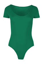 Load image into Gallery viewer, Womens Ladies New Cap Short Sleeve Plain Round Neck Stretch Leotard Bodysuit T-Shirt Plunge Top
