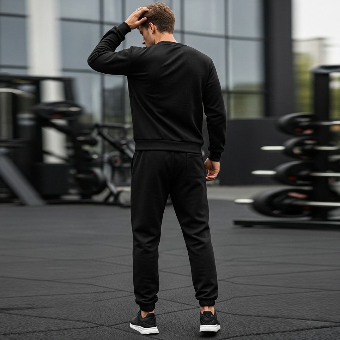 LUXE DIVA Men's 2-Piece Tracksuit Set – Crew Neck Sweatshirt & Elasticated Hem Trousers