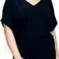 LUXE DIVA Women's V-Neck Turn Up Sleeve Baggy Top 8–14