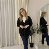 LUXE DIVA Women’s Longline V Neck Cardigan 5 Button Oversized Knit
