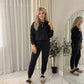 LUXE DIVA Women's Ruched Sleeve Hoodie & Bottoms Loungewear Tracksuit Set