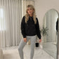 LUXE DIVA Women’s Oversized Ruched Sleeve Hoodie