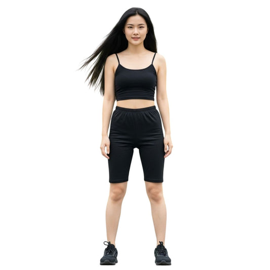LUXE DIVA 2-Piece Set – Cami Bra Top and Cotton Cycling Short for Women, Soft Comfortable Loungewear, Workout, Yoga & Everyday Wear for All