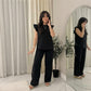 LUXE DIVA Women's Super Soft Popcorn Frill Sleeve Top & Trousers 2 Piece Lounge Set