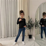 LUXE DIVA Girls Kids Plain Long Sleeve T-Shirt Round Neck Stretch School Top 2-13 Years
