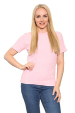 Load image into Gallery viewer, Womens Cable Knitted Jumper Short Sleeve Crew Neck Soft Smooth Warm Pullover Top
