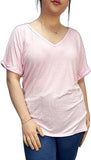 LUXE DIVA Women's V-Neck Turn Up Sleeve Baggy Top 16–26