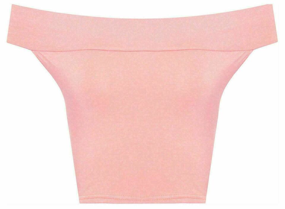 LUXE DIVA Women's Off Shoulder Bardot Crop Top Plain