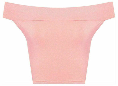 LUXE DIVA Women's Off Shoulder Bardot Crop Top Plain