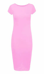 Load image into Gallery viewer, Ladies Short Sleeve Midi Dress Bodycon Cap Maxi Midi Dress
