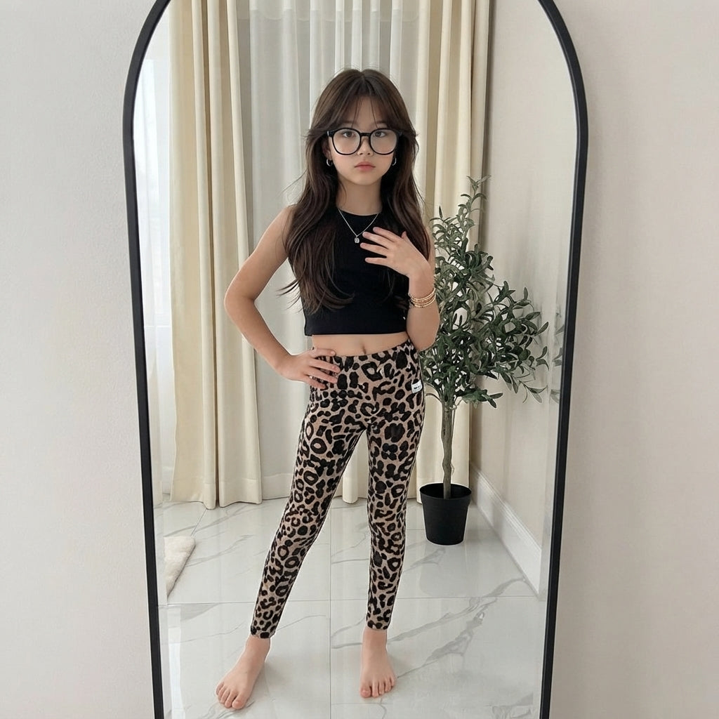 LUXE DIVA Girls Full Length Dance Leggings Stretchy High Waist Kids Activewear Trousers