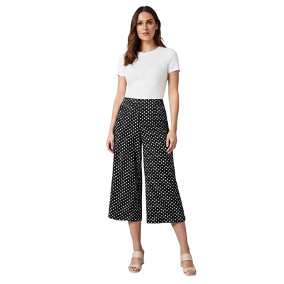 LUXEDIVA Women's Comfortable Wide Leg Culottes Elasticated Waist Casual Cropped Trousers UK 8-26