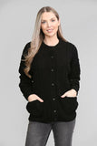 LUXE DIVA Women's Cable Knit Button Up Aran Cardigan Pockets