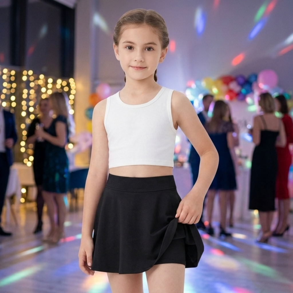 LUXE DIVA Girls Skort for Kids, Skirt with Built In Shorts, School, PE, Sports, Playwear Ages 5-13