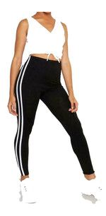 Load image into Gallery viewer, LUXE DIVA LADIES SIDE STRIPE YOGA GYM WEAR 2 STRIPE LEGGING
