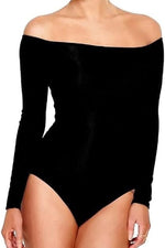 Load image into Gallery viewer, Ladies Womens Off Shoulder Long Sleeve Top Plain Stretch Bardot Bodysuit Leotard UK 8-26
