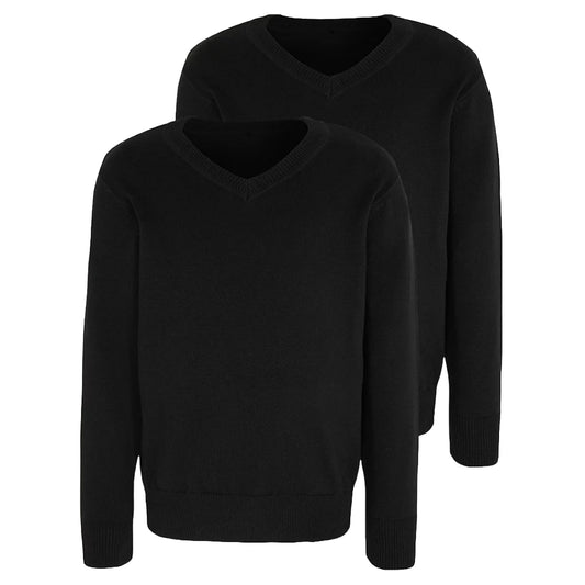 Kids 2 Pack V_Neck School Jumper Ð Long Sleeve Knitwear