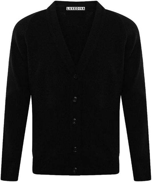 Girls V-Neck School Cardigans Long Sleeve Button-up knitwear for School Uniform