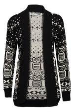 Load image into Gallery viewer, Women&#39;s Halloween Skull Drape Aztec Long Knitted Cardigan Ladies Owl Leopard Open Jumper Knitwear Top UK 8-22
