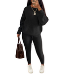 Load image into Gallery viewer, Women&#39;s Solid Drop Shoulder Sweater Set, 2024 New Drop Shoulder Rib-Knit Sweater &amp; Pants Set
