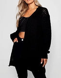 LUXE DIVA Women's Crochet Knit Oversized Open Front Cardigan