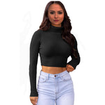 Load image into Gallery viewer, Women Long Sleeves knitted Ribbed Polo Neck Crop Jumpers Top Ladies Sweaters UK.

