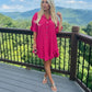 LUXE DIVA Women's Gold Button Pleated Frill Summer Swing Smock Mini Dress