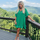 LUXE DIVA Women's Gold Button Pleated Frill Summer Swing Smock Mini Dress