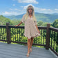 LUXE DIVA Women's Gold Button Pleated Frill Summer Swing Smock Mini Dress