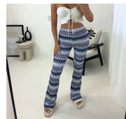 LADIES ZIG ZAG AZTEC PRINT FLAIR TROUSERS WOMEN BOOTCUT PANTS