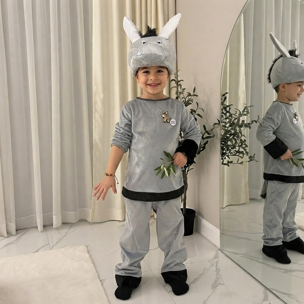 LUXE DIVA Kids Grey Donkey Fancy Dress Costume Nativity
