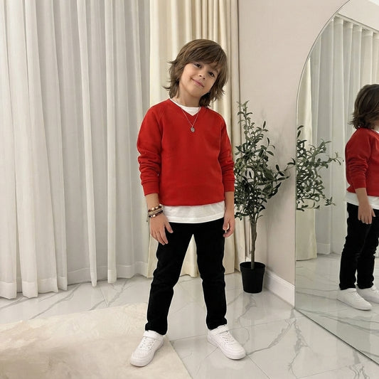 Girls Boys Jumper Pullover V Neck School Uniform Kids Long Sleeve Sweater