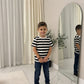 LUXE DIVA Kids Unisex Red & White Striped T-Shirt Children's Casual Summer Top