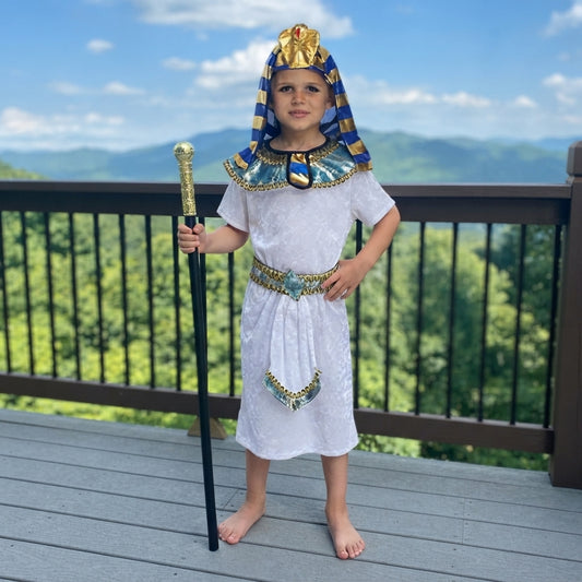 LUXE DIVA Kids Egyptian Pharaoh Costume White Ancient Egypt Fancy Dress