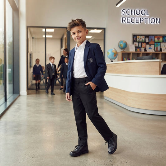 KIDS BOYS SCHOOL UNIFORM ZIP AND CLIP TROUSER ELASTICATED WAIST AGE 4 TO 15