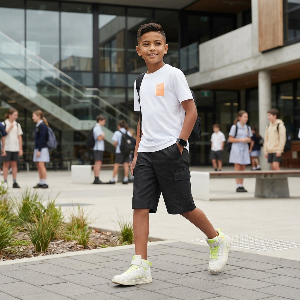 LUXE DIVA Boys Adjustable Cargo School Shorts Half Elasticated Waist Uniform
