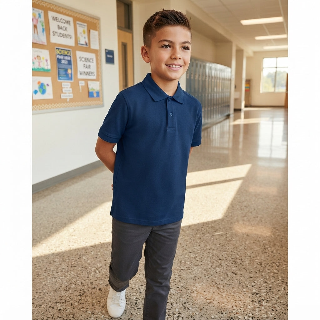 LUXE DIVA Unisex Polo Shirts Kids Boys Girls Adults School PE Sports Summer Uniform