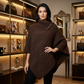 LUXE DIVA Women's 3-Button Cable Knit Poncho Wrap Shawl One Size Fits S-XL