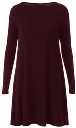 Load image into Gallery viewer, Womens Plain Long Sleeve Stretch A Line Skater Flared Swing Dress Top
