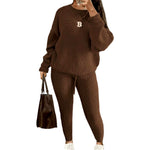 Load image into Gallery viewer, Women&#39;s Solid Drop Shoulder Sweater Set, 2024 New Drop Shoulder Rib-Knit Sweater &amp; Pants Set
