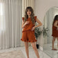 WomenÕs Popcorn Fabric Co_Ord Ð Frill Sleeve Top & Shorts Set
