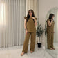 LUXE DIVA Women's Super Soft Popcorn Frill Sleeve Top & Trousers 2 Piece Lounge Set