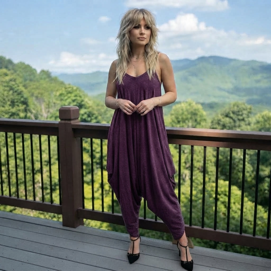 LUXE DIVA Women's Cami Lagenlook Baggy Harem Jumpsuit V Neck Playsuit